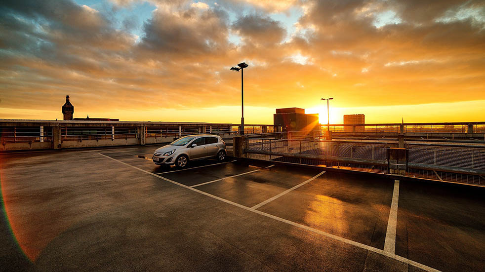 Free parking; sunset
